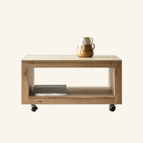 Tikamoon Anoa – Table carrée chêne sur roulettes